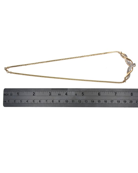 Diamond Crossover Station Chain Necklace in Yellow Gold
